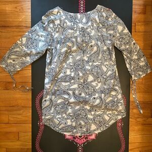 Lucky Brand Black and White Paisley Swim Coverup